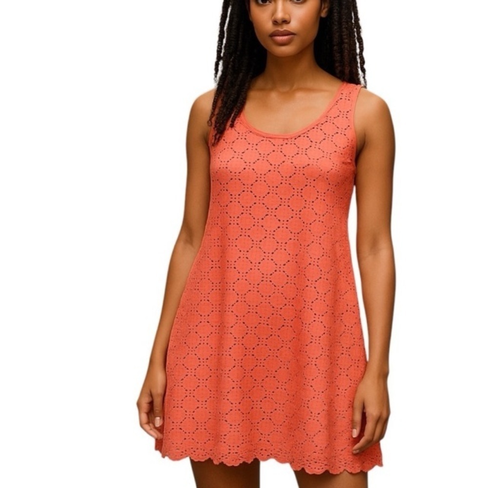 Title Nine Nimblene Dress Orange Lasercut Stretch Outdoor Camping Granola Gorp